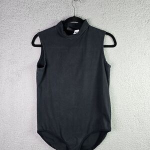 Shape FX Bodysuit L Black Sleeveless Mock Neck Stretch Minimalist Cotton Israel